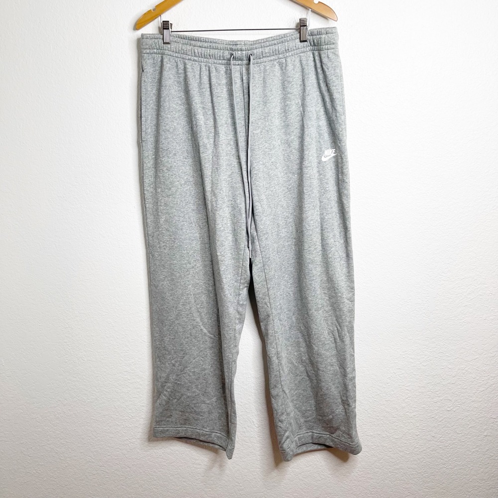 Nike Sportswear Essential Fleece Pants Grey Wide Leg Womens XL NWT